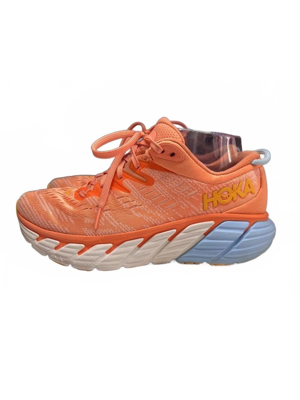Hoka One Gaviota 4 Wide Peach Coral Chunky Running Shoes Pastel Athleisure 8D